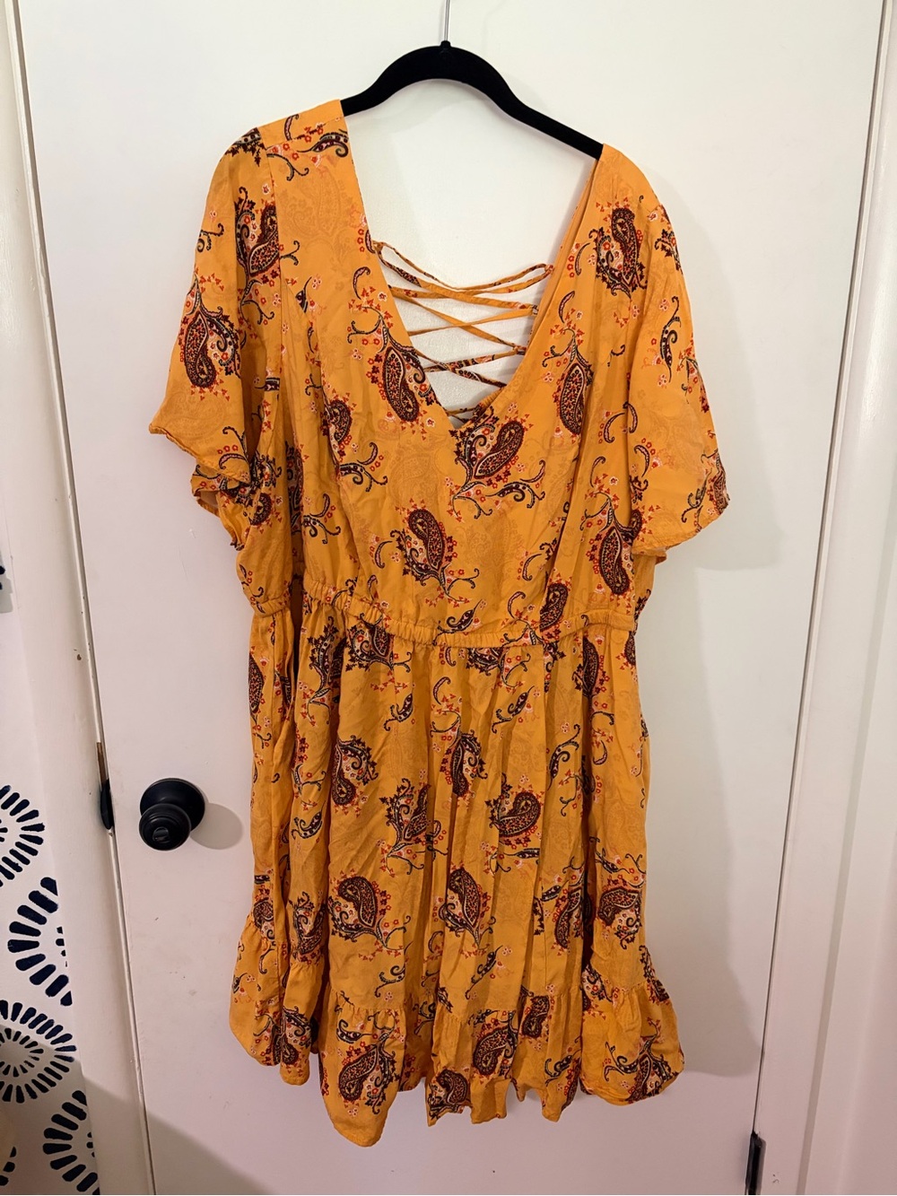 torrid Mustard Paisley Tie-Back Summer Dress